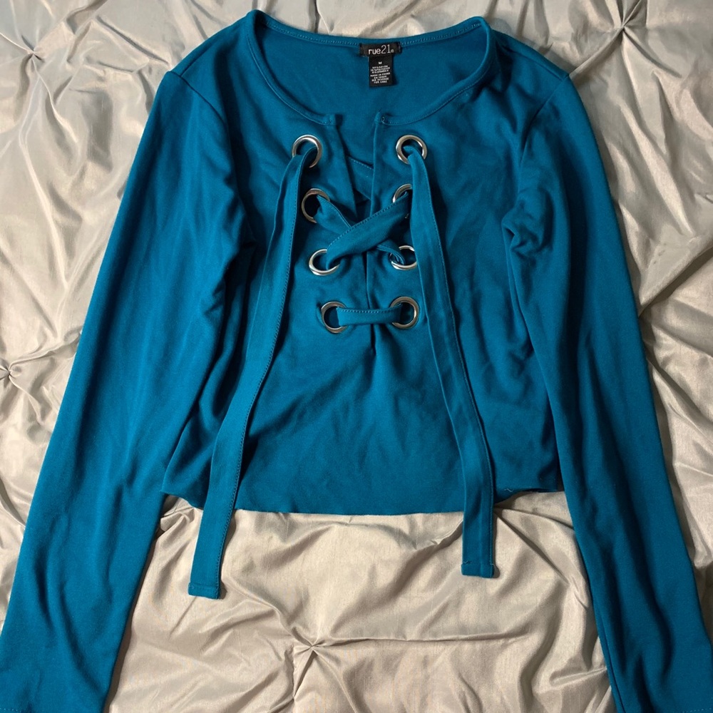 Long sleeve lace up shirt